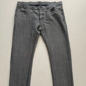 John Varvatos Pants Mens 36 Grey Linen Cotton Blend Button Fly Casual Skull